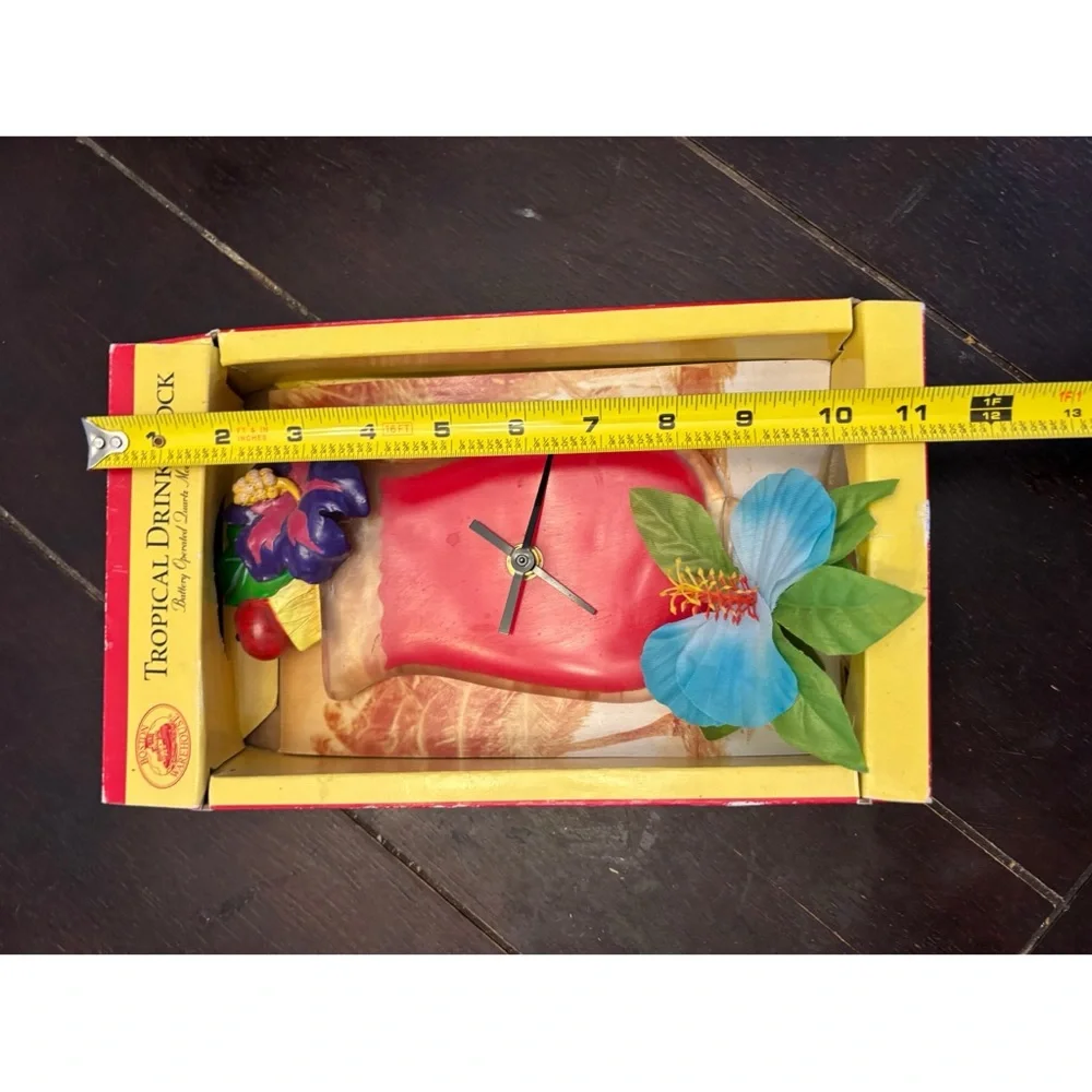 Tropical Drink Wall Clock Floral Design happy hour decor beach pool bar party